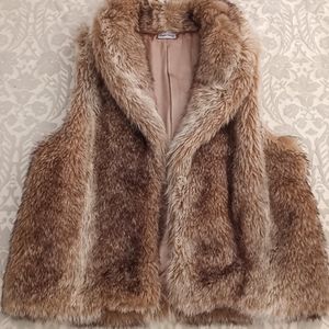 Tan/Brown Faux Fur Vest
